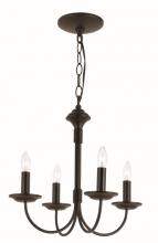 Trans Globe 9014 BK - 4LT CHANDELIER- J ARM- BLACK F